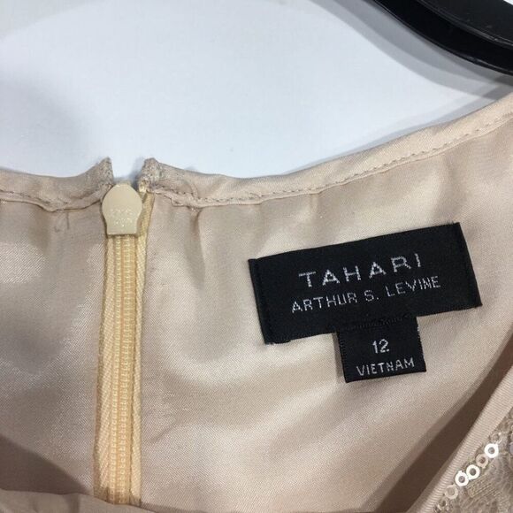 TAHARI ARTHUR S. LEVINE LILY CHAMPAGNE SEQUIN‎ SLEEVELESS SHEATH DRESS 12 - Picture 5 of 13